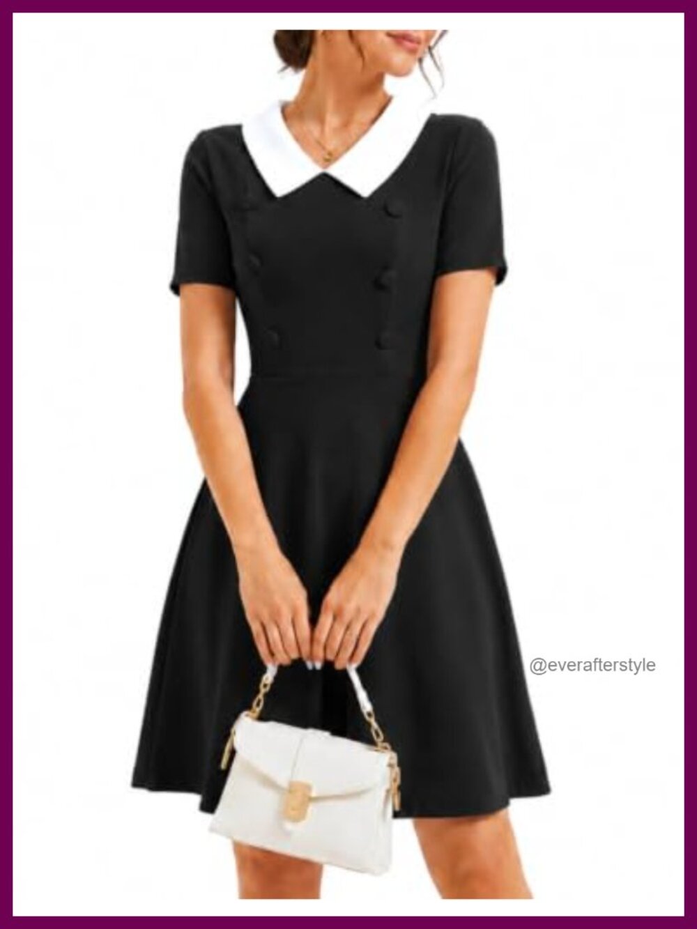 Vintage 1950s Rockabilly A-Line Cocktail Dress Peter Pan Collar Short Sleeve